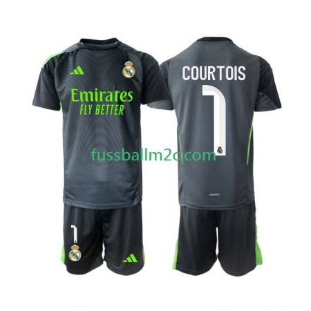 Fußballtrikots Real Madrid Thibaut Courtois 1 Torwart Kinder Ausweich Trikotsatz 2025-2026